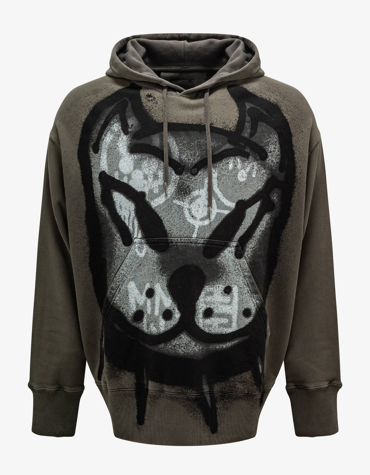 Givenchy Khaki Tag-Effect Dog Print Oversized Hoodie