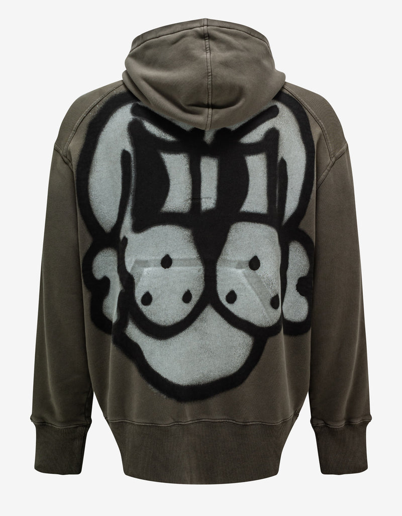 Givenchy Khaki Tag-Effect Dog Print Oversized Hoodie