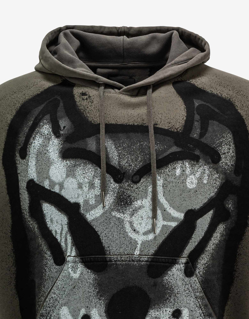 Givenchy Khaki Tag-Effect Dog Print Oversized Hoodie