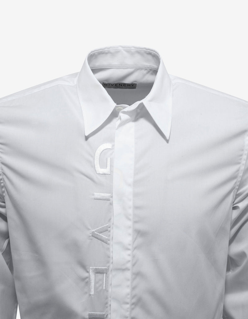 Givenchy White Tonal Logo Embroidery Shirt