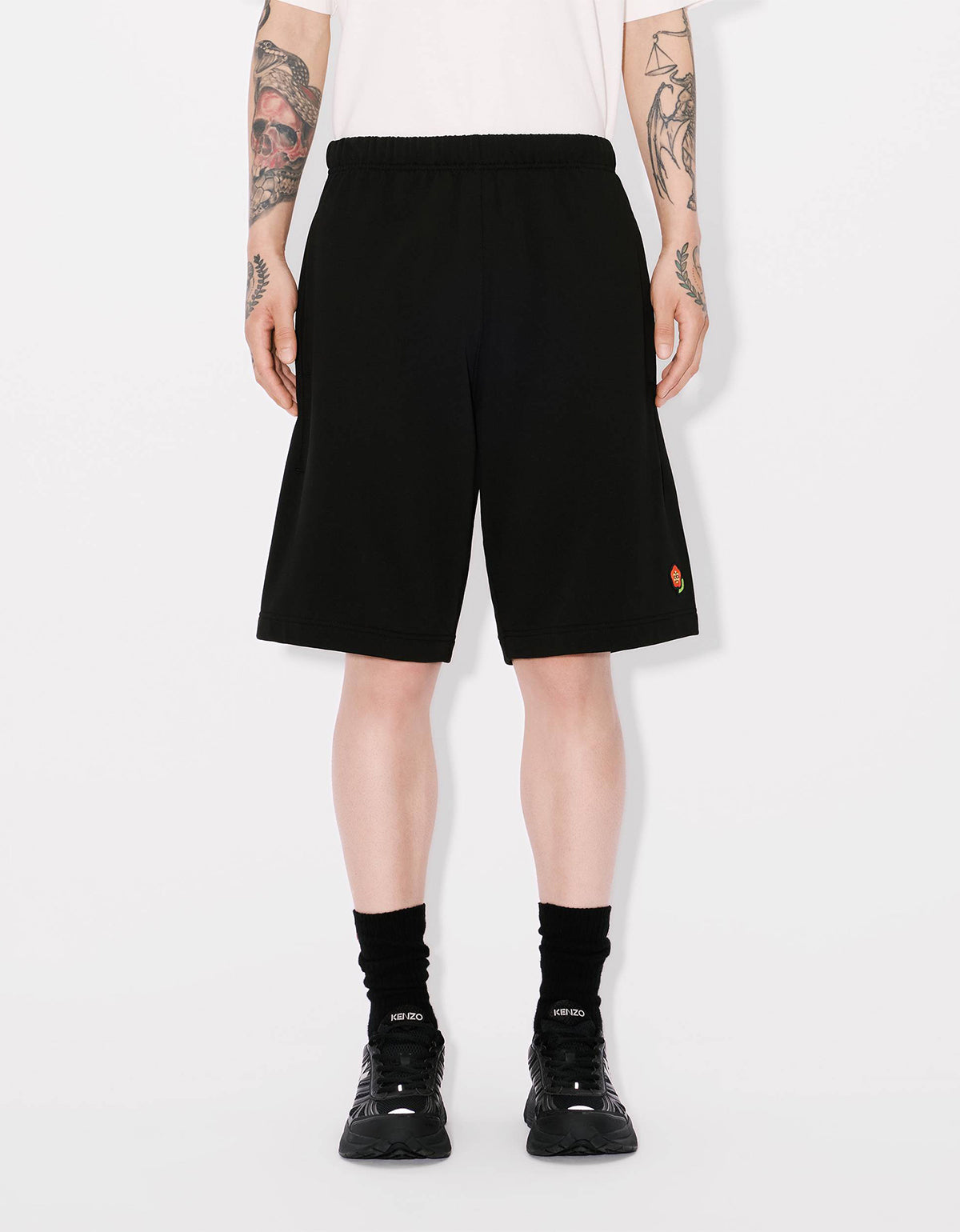 Kenzo Pop Embroidered Black Sweat Shorts