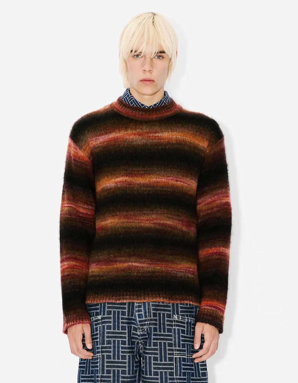 Kenzo Black Embroidered Stripes Sweater