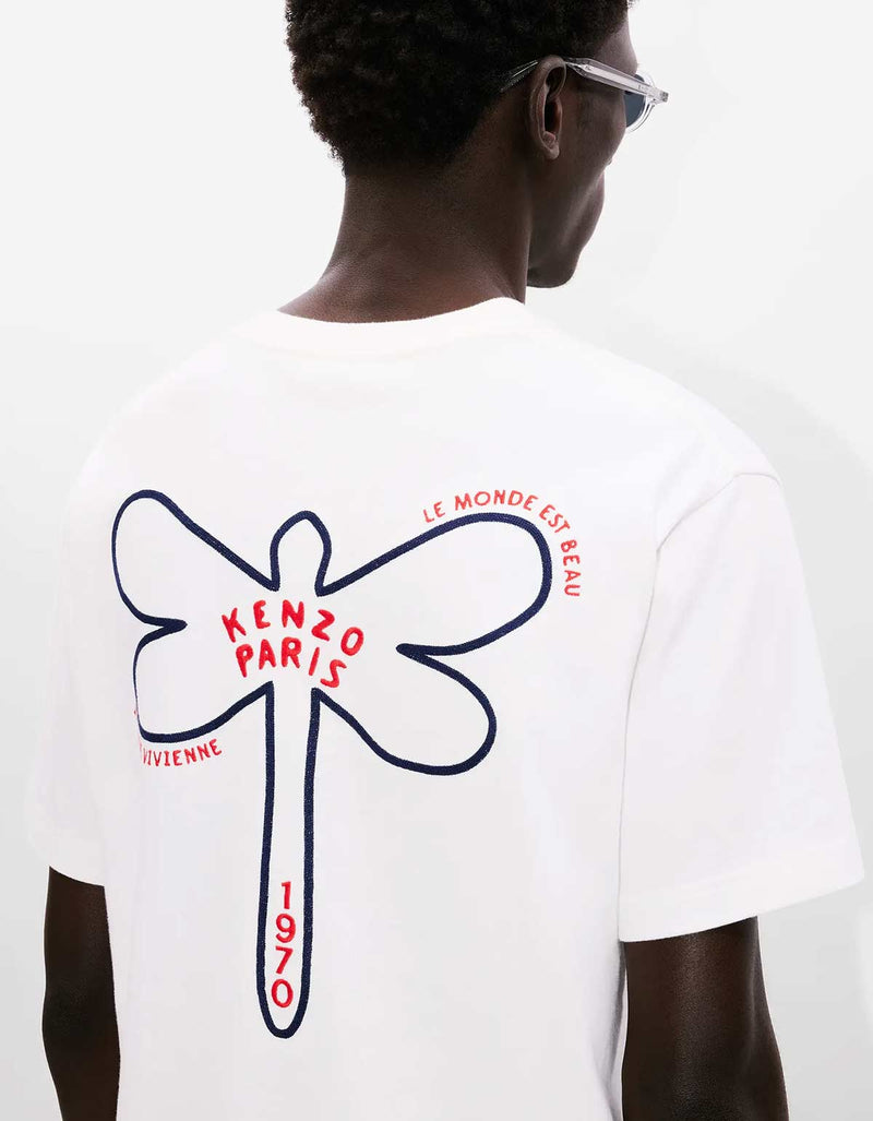 Kenzo Dragonfly White Embroidered T-Shirt FF55TS4954SI.77