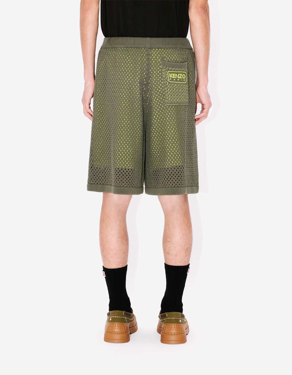 Kenzo Green Embroidered Knitted Shorts FF55PA7113CI 50