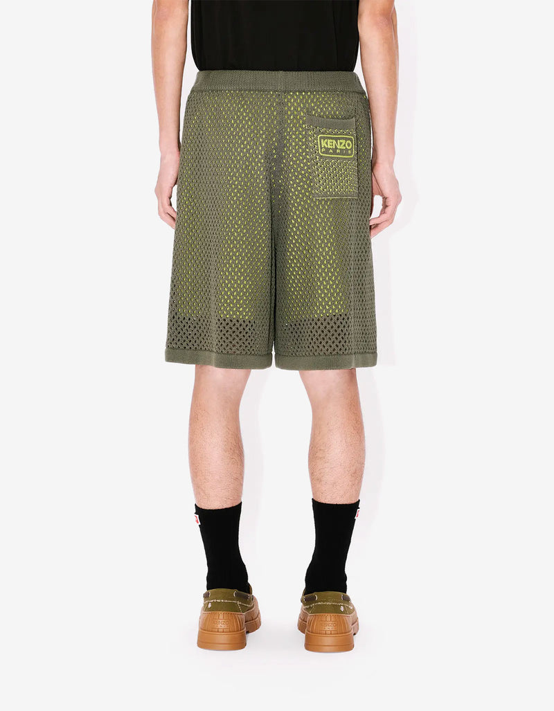 Kenzo Green Embroidered Knitted Shorts FF55PA7113CI 50