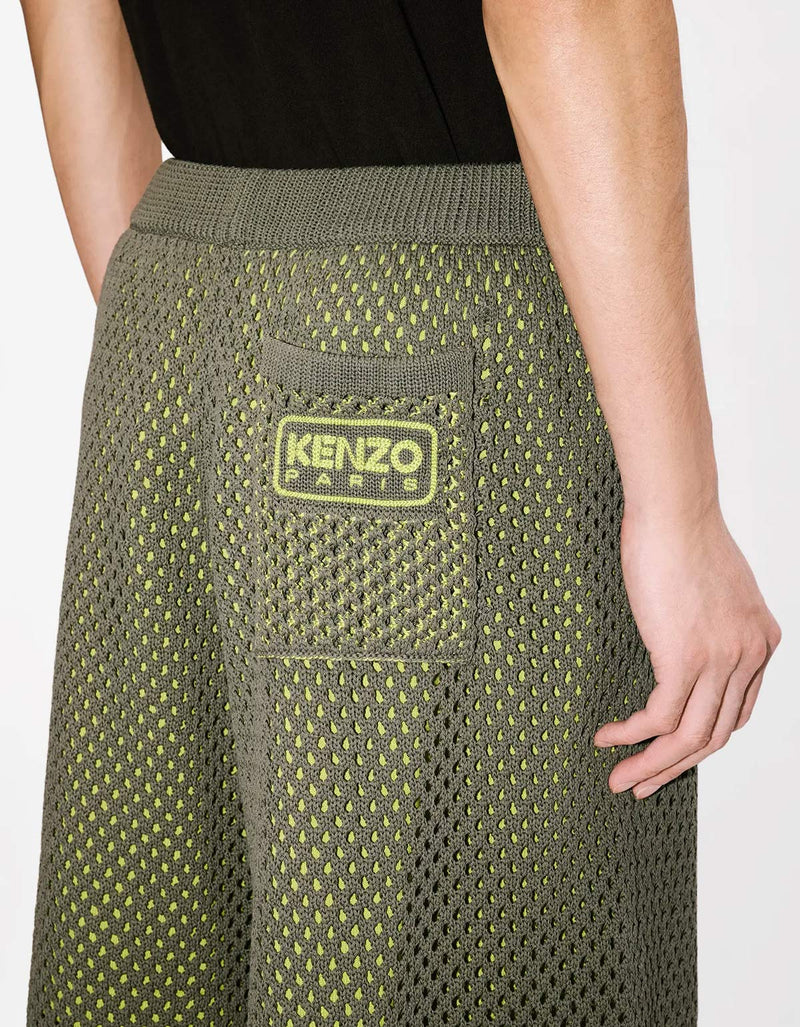 Kenzo Green Embroidered Knitted Shorts FF55PA7113CI 50