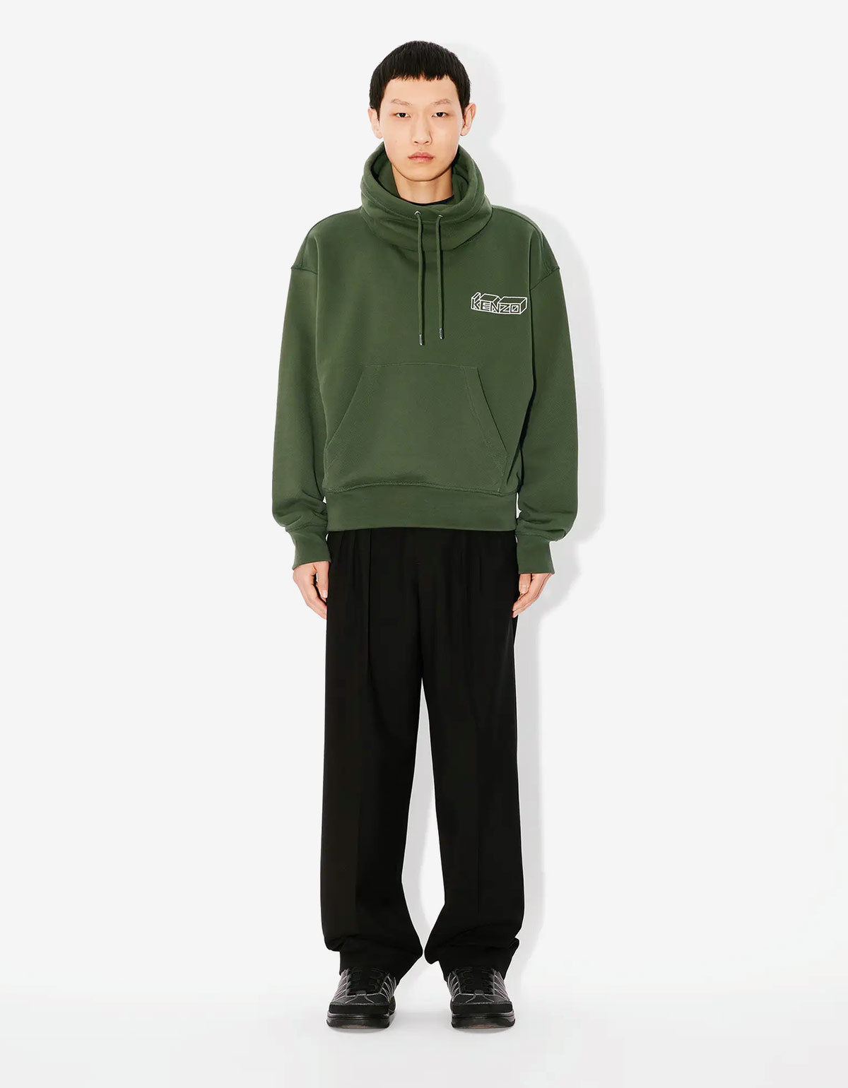 Kenzo Green Kenzo Kube Embroidered Snood Sweatshirt