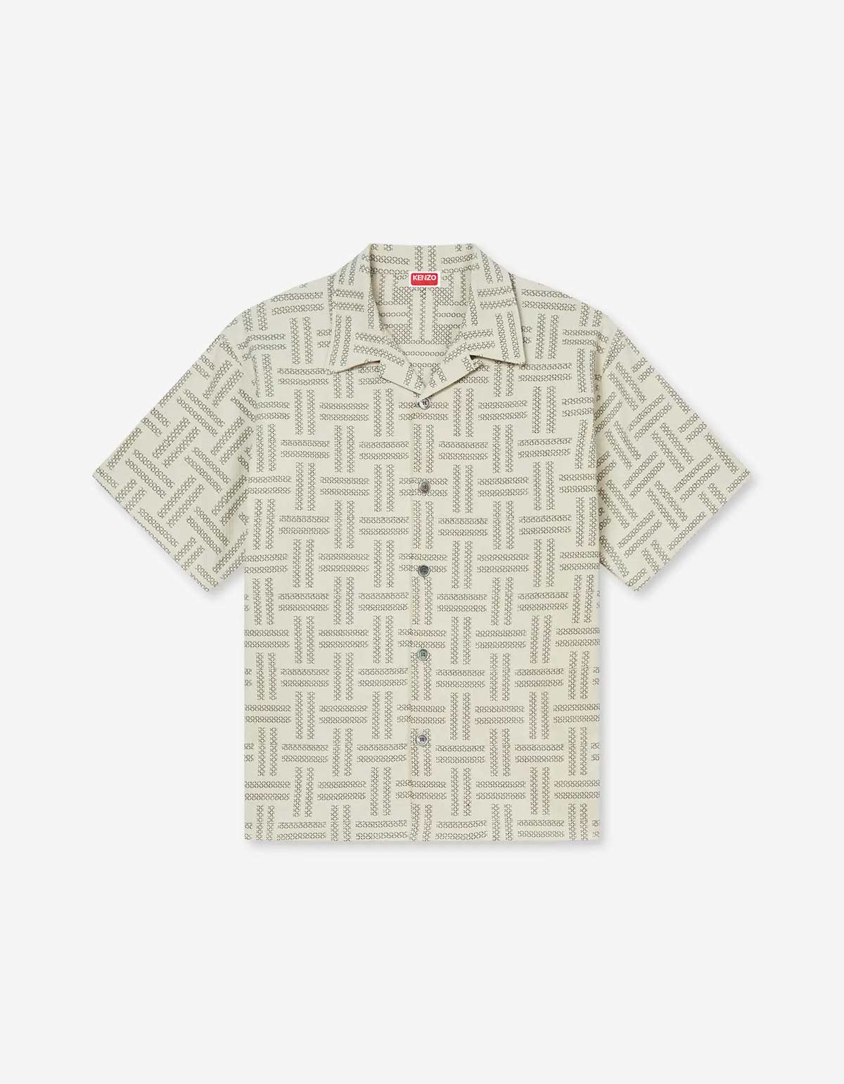 Kenzo Weave Tan Hawaiian Shirt FF55CH1109JF.10