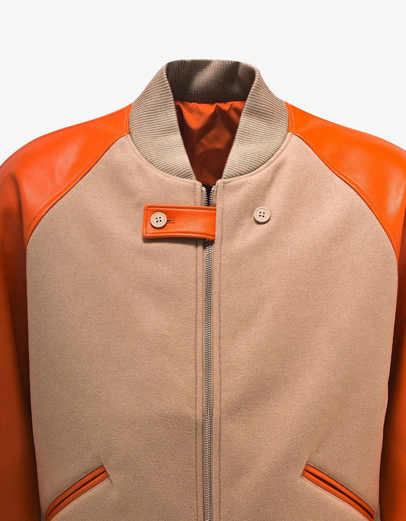 Y-3 Khaki and Orange Classic Varsity Jacket