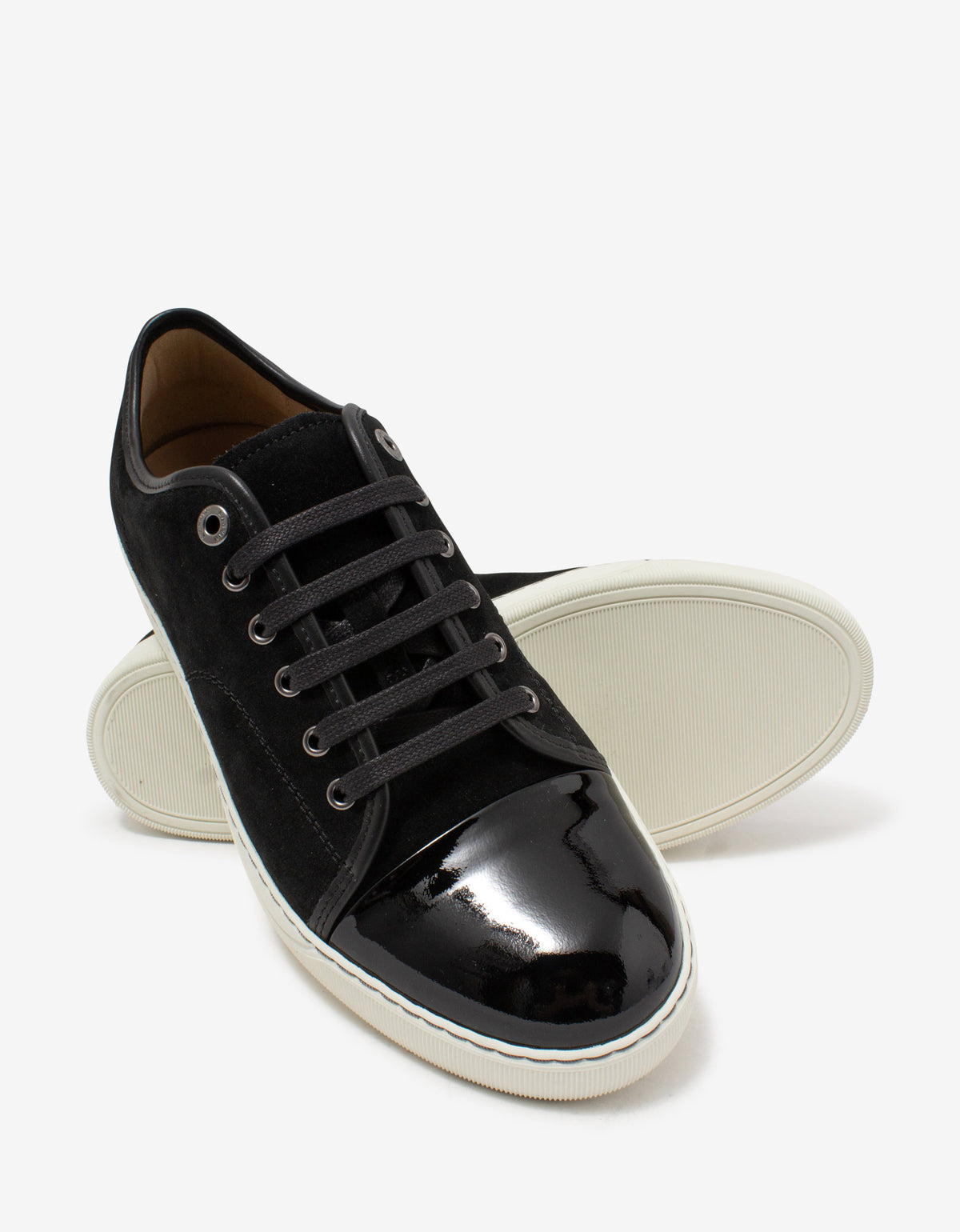 Lanvin DBB1 Black & White Suede & Patent Leather Trainers