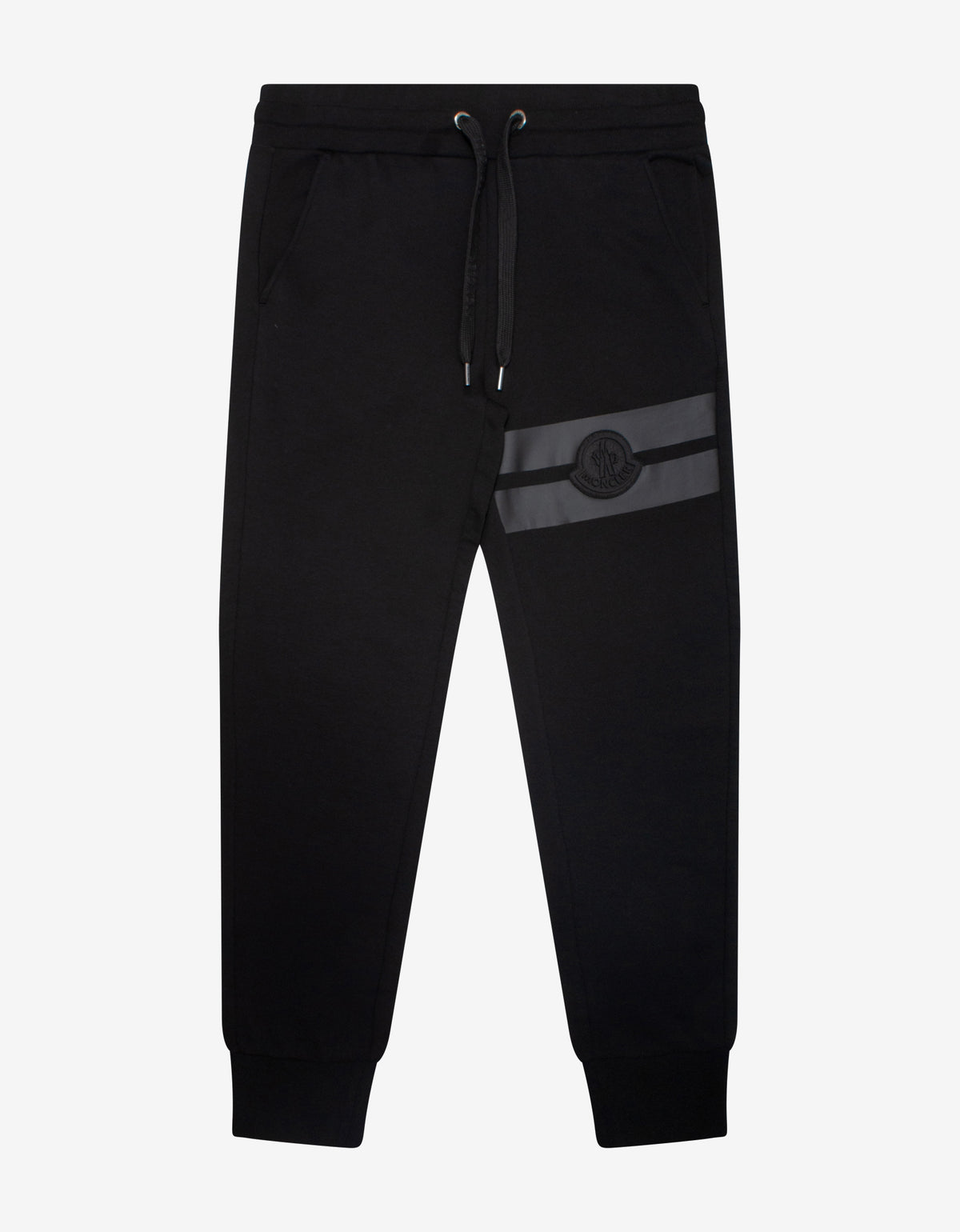 Moncler Black Sweat Pants with Tonal Tapes