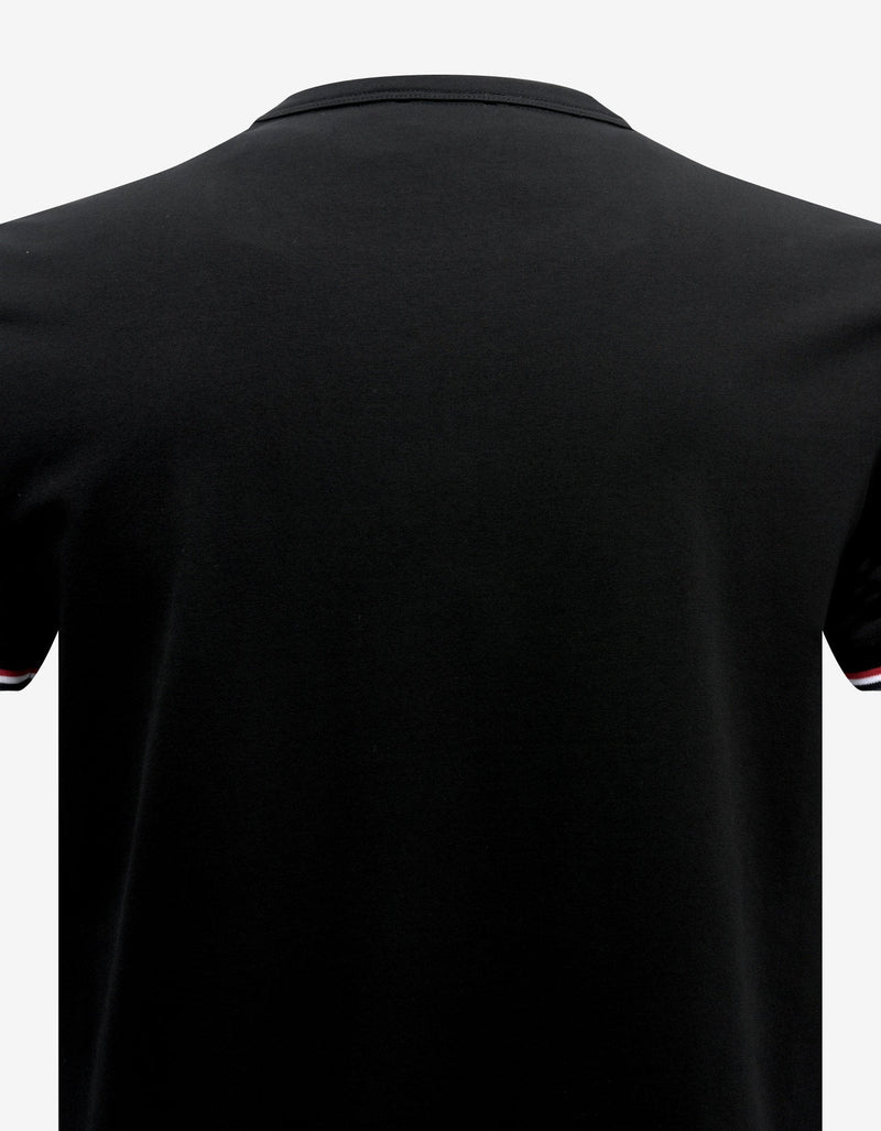 Moncler Black Tricolour Sleeve Stretch-Cotton T-Shirt