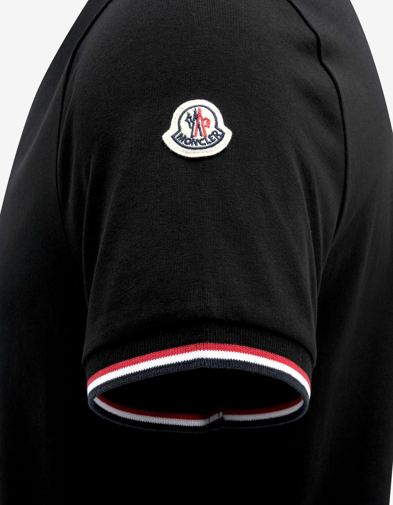 Moncler Black Tricolour Sleeve Stretch-Cotton T-Shirt