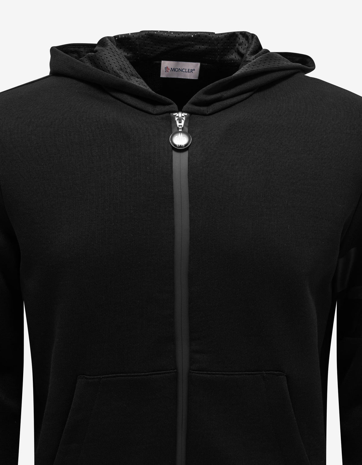 Moncler Black Zip Hoodie with Tonal Tapes