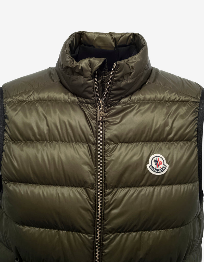 Moncler Iori Khaki Nylon Down Gilet