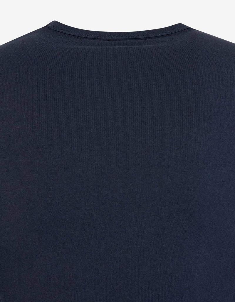 Moncler Navy Blue Tricolour Sleeve Stretch-Cotton T-Shirt