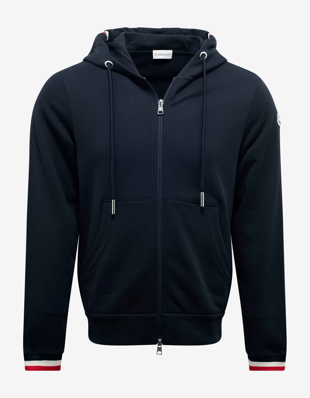 Moncler Navy Blue Tricolour Trim Hoodie