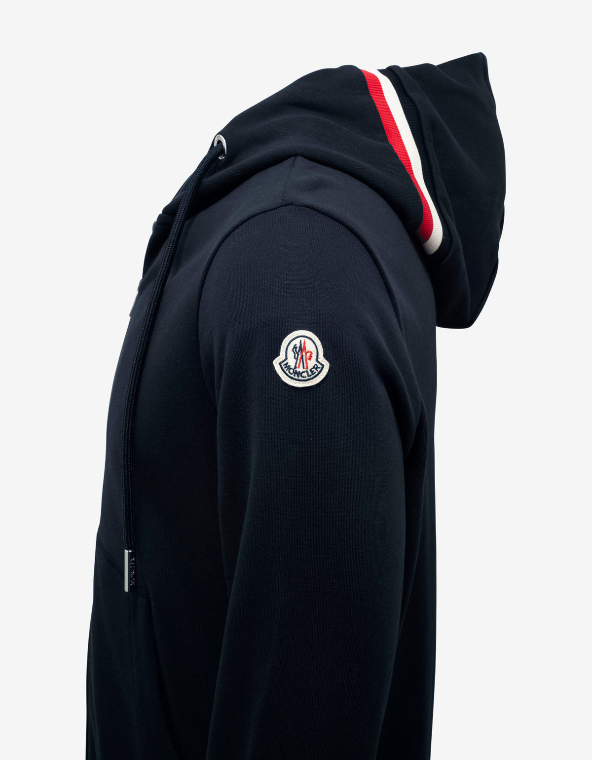 Moncler Navy Blue Tricolour Trim Hoodie