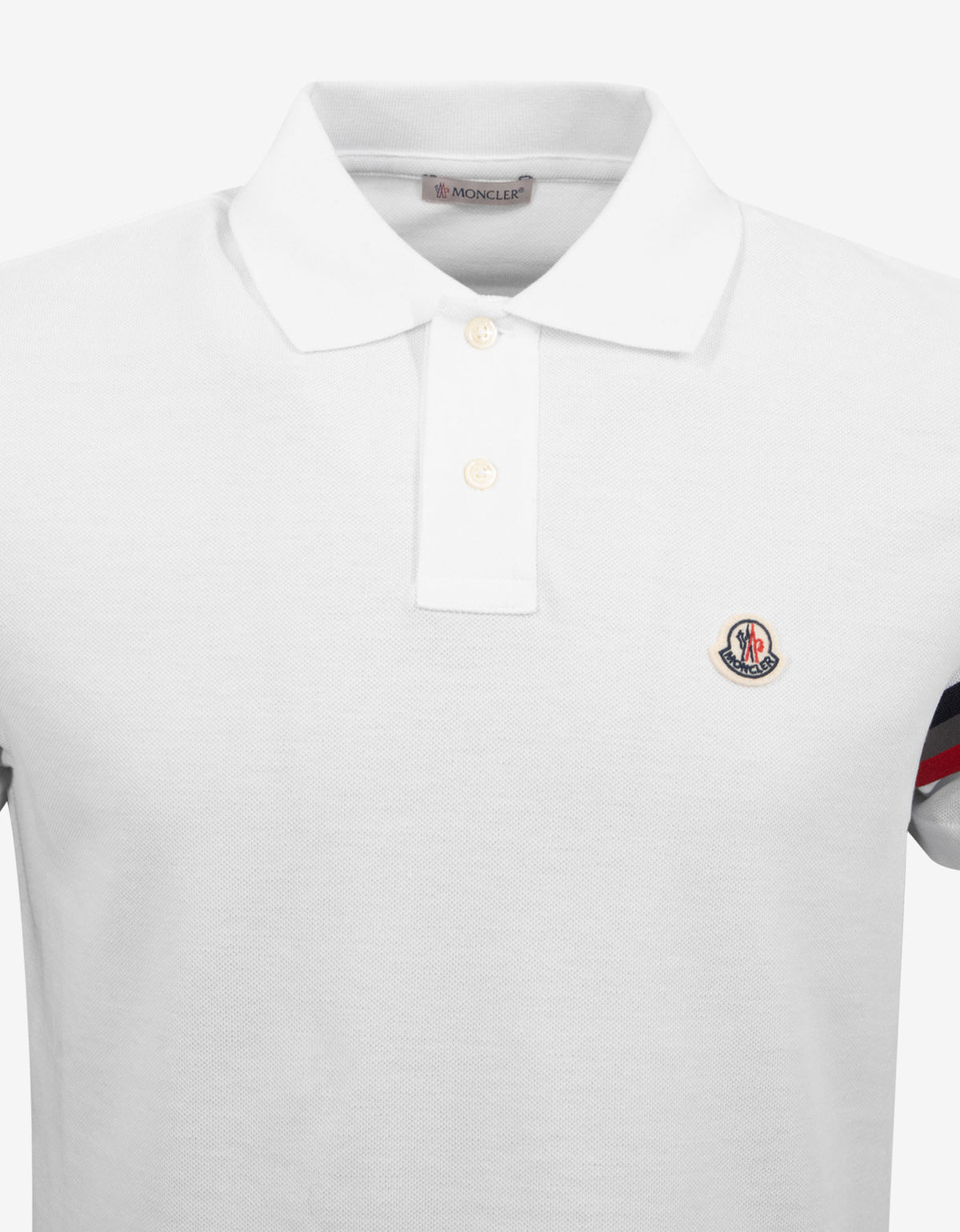 Moncler White Tricolour Sleeve Polo T-Shirt