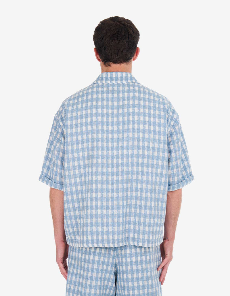 Nahmias Blue Plaid Cropped Short Sleeve Shirt W73-S15G20-430