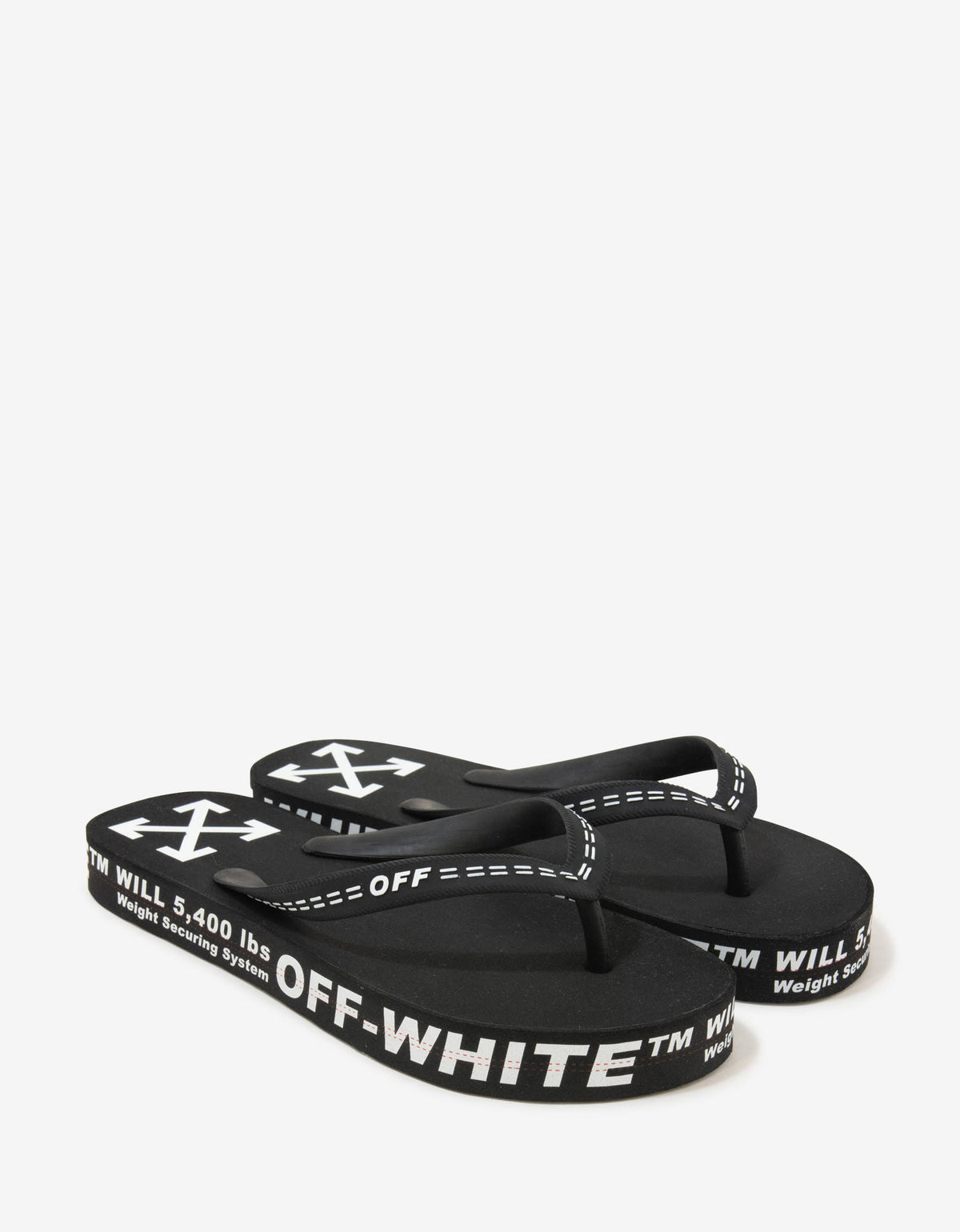 Off-White Black Industrial Print Flip Flops