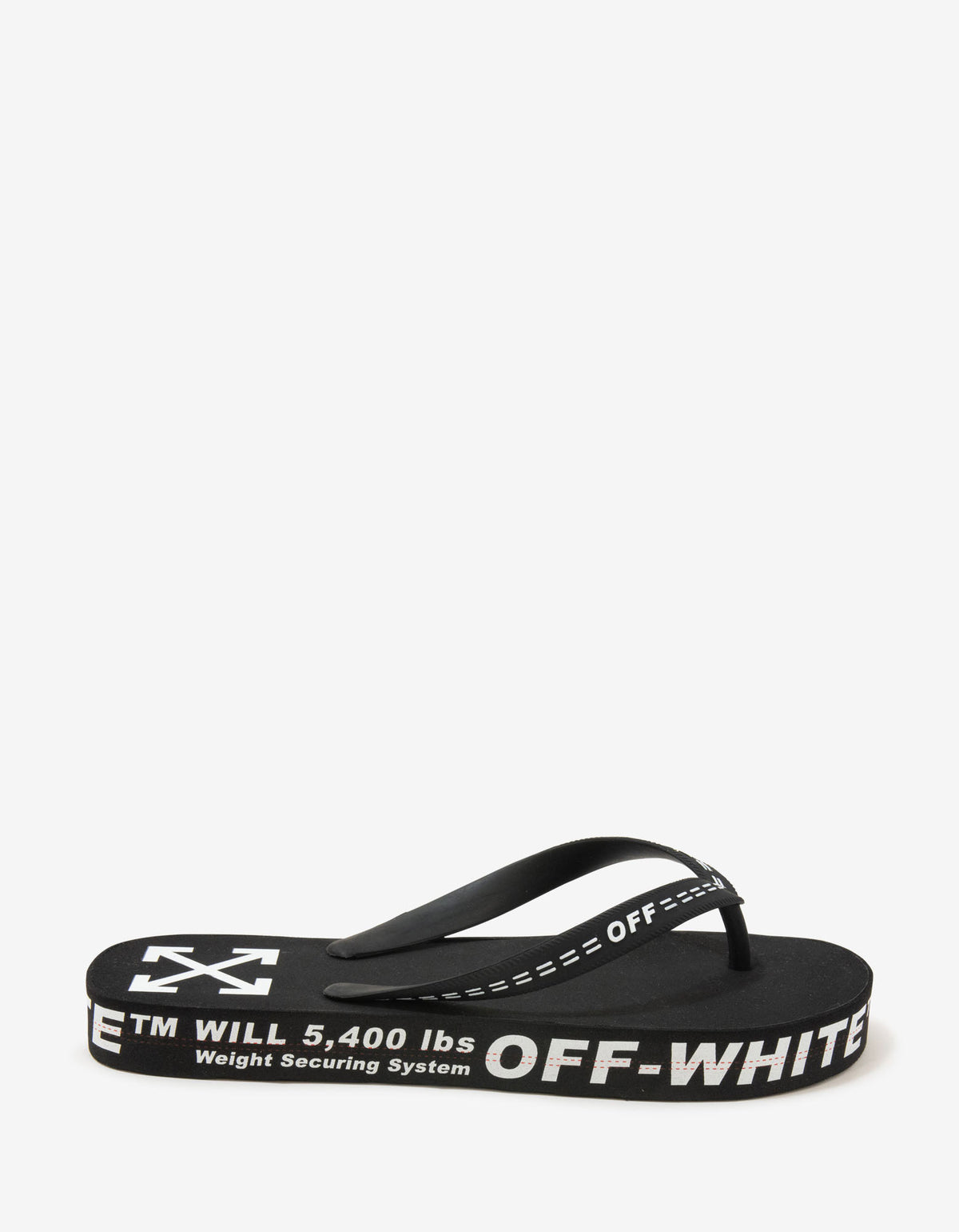 Off-White Black Industrial Print Flip Flops