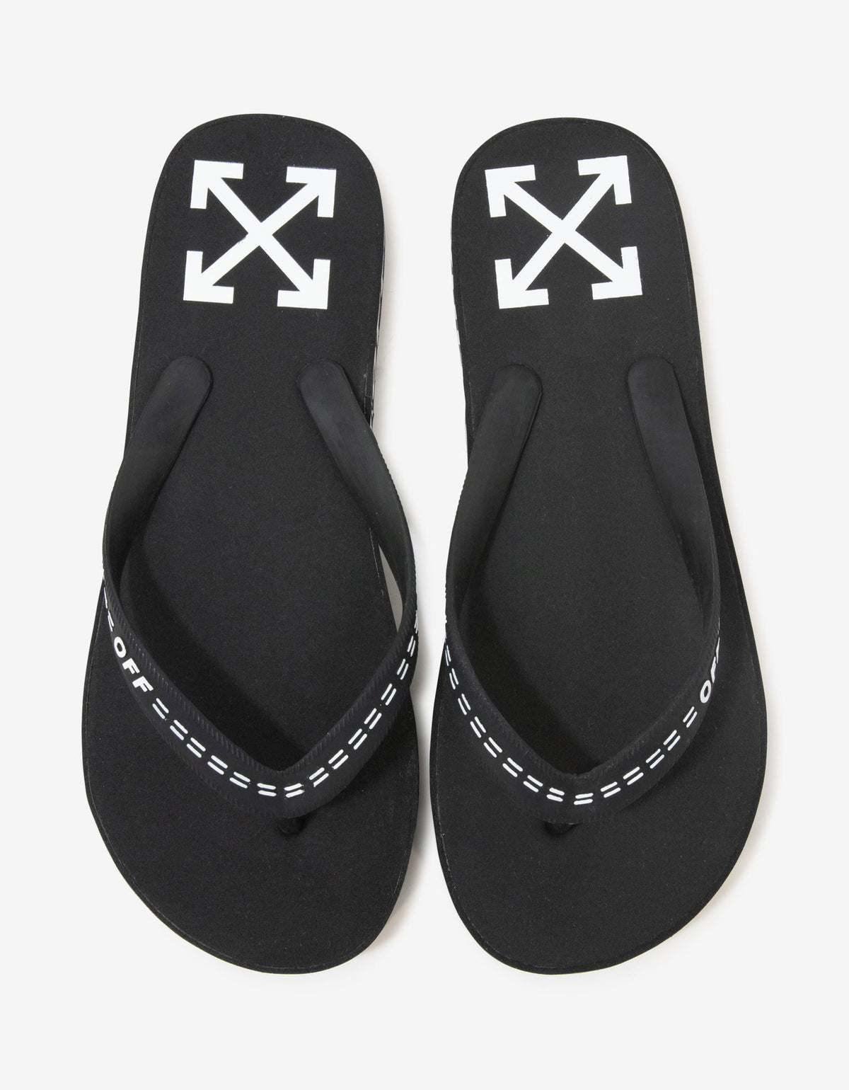 Off-White Black Industrial Print Flip Flops