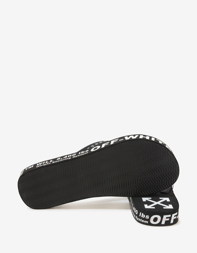 Off-White Black Industrial Print Flip Flops