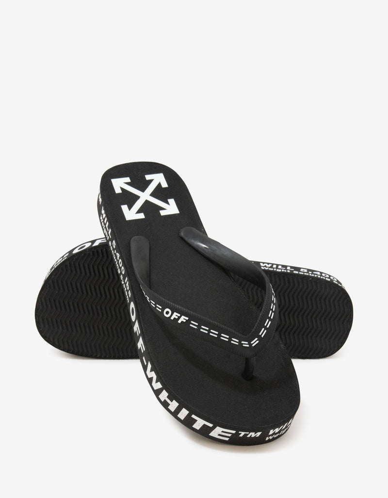 Off-White Black Industrial Print Flip Flops