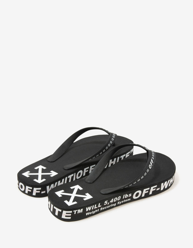 Off-White Black Industrial Print Flip Flops