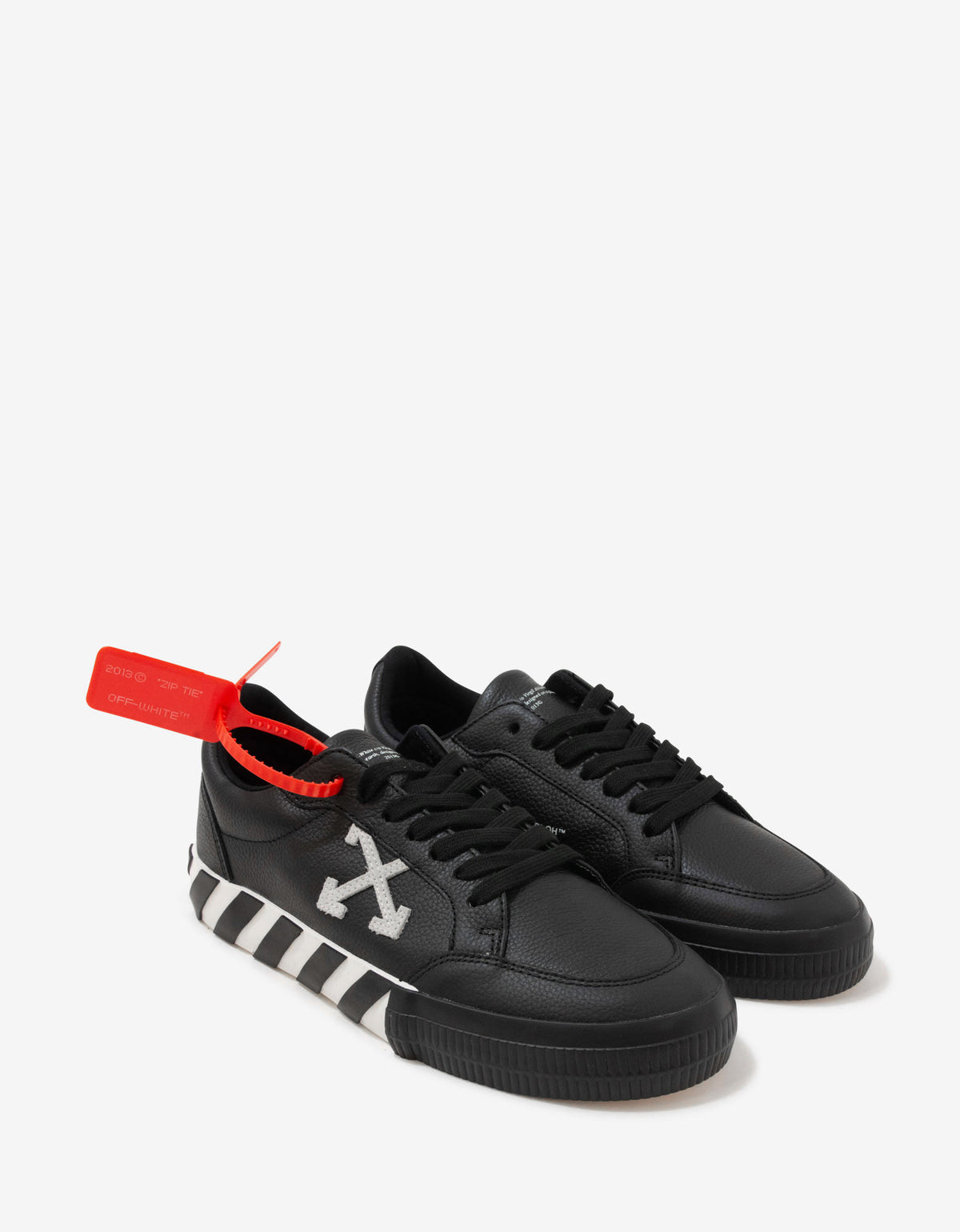 Off-White Black Leather Low Vulcanized Trainers