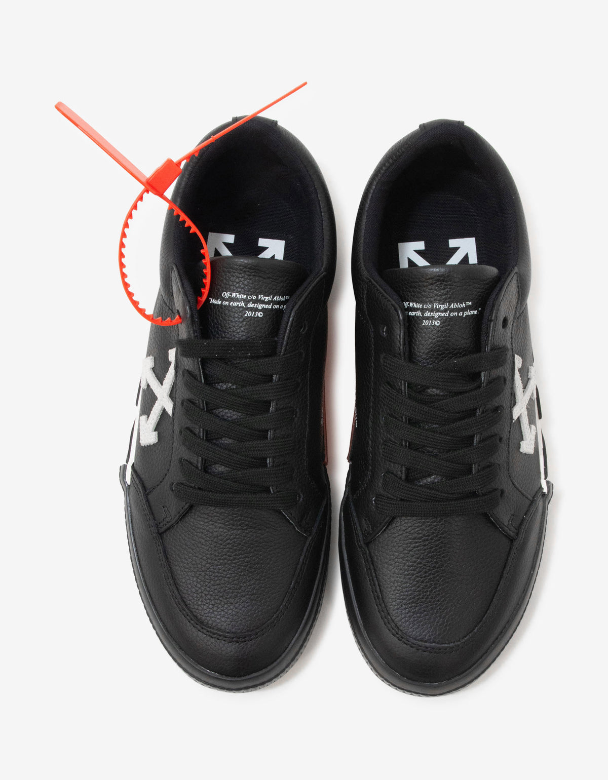 Off-White Black Leather Low Vulcanized Trainers