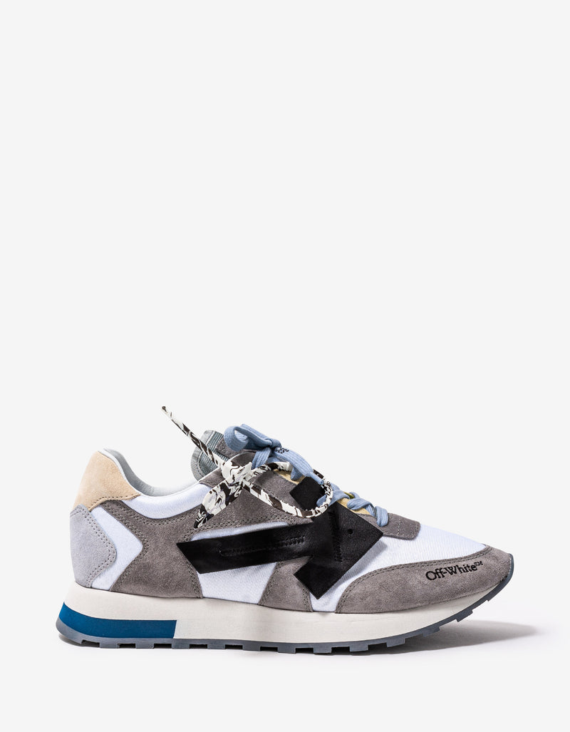 Off-White Grey & Black Runner Mixed Leather Trainers