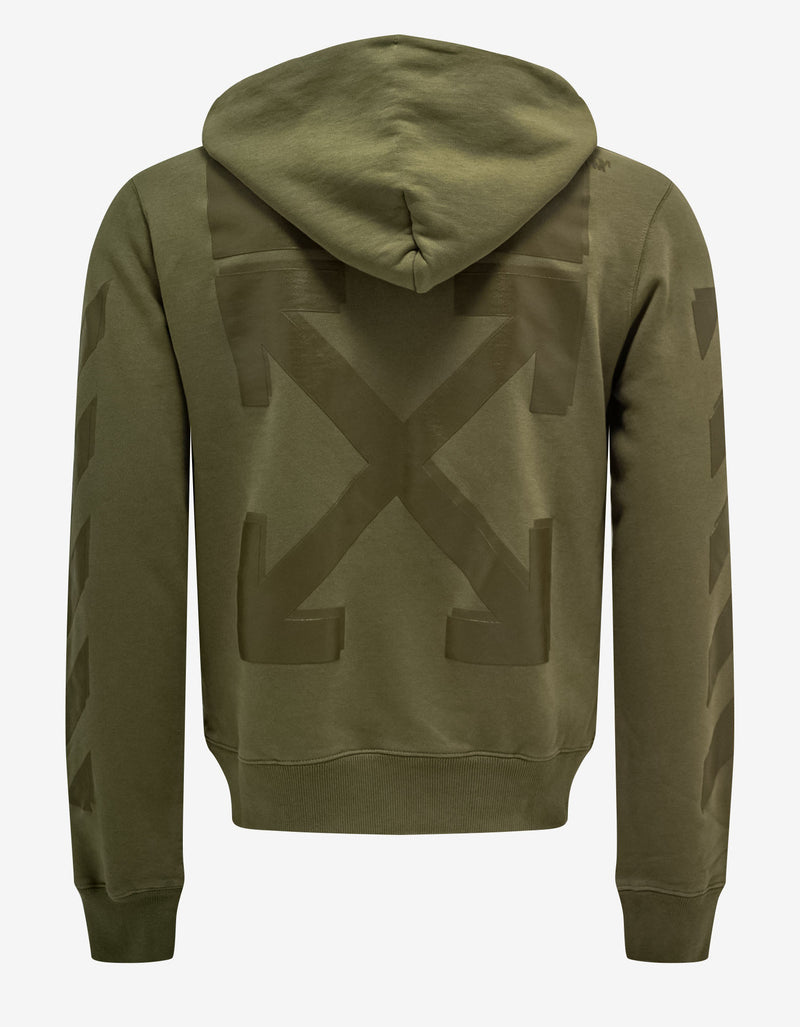 Off-White Khaki Rubber Arrow Print Hoodie