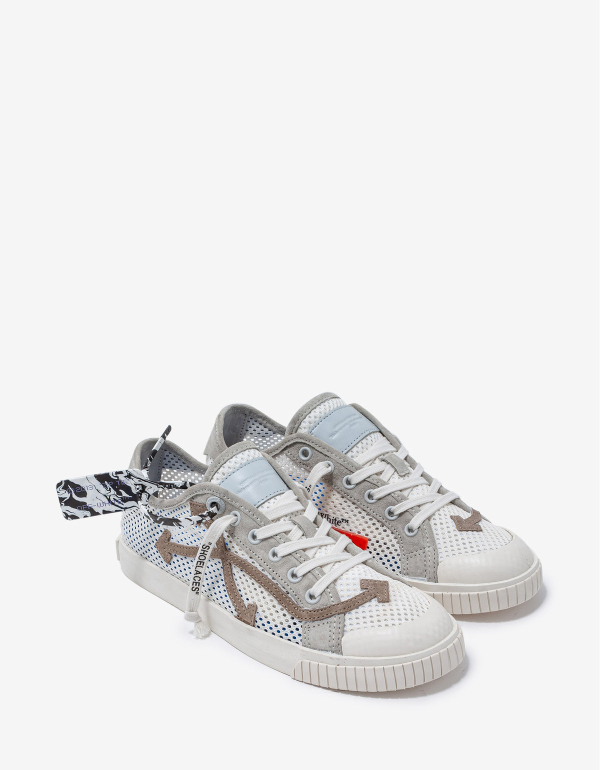 Off-White White & Beige Meshnet Low Vulcanized Trainers