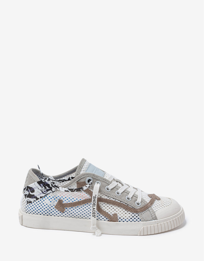 Off-White White & Beige Meshnet Low Vulcanized Trainers