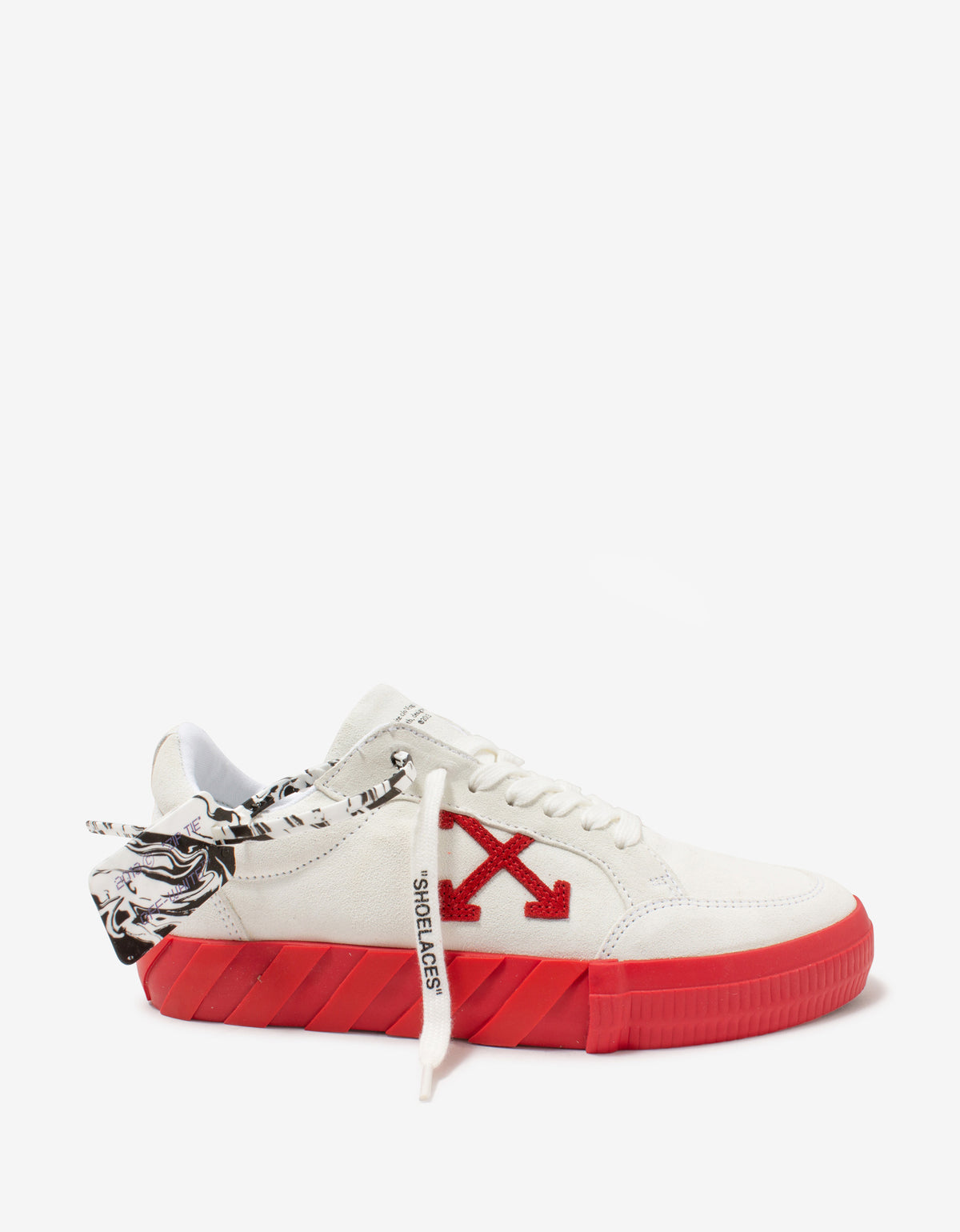 Off-White White & Red Suede Low Vulcanized Trainers