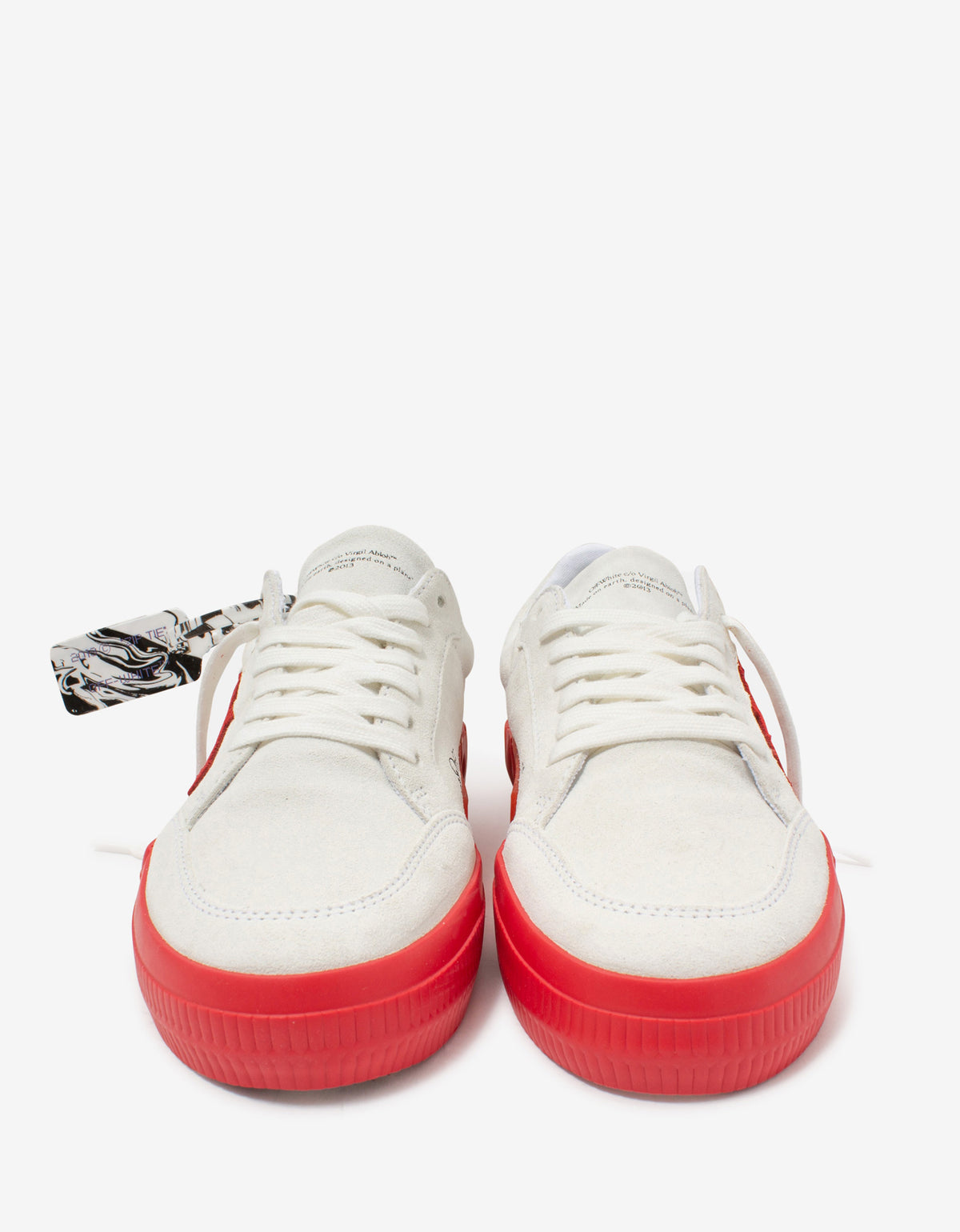 Off-White White & Red Suede Low Vulcanized Trainers