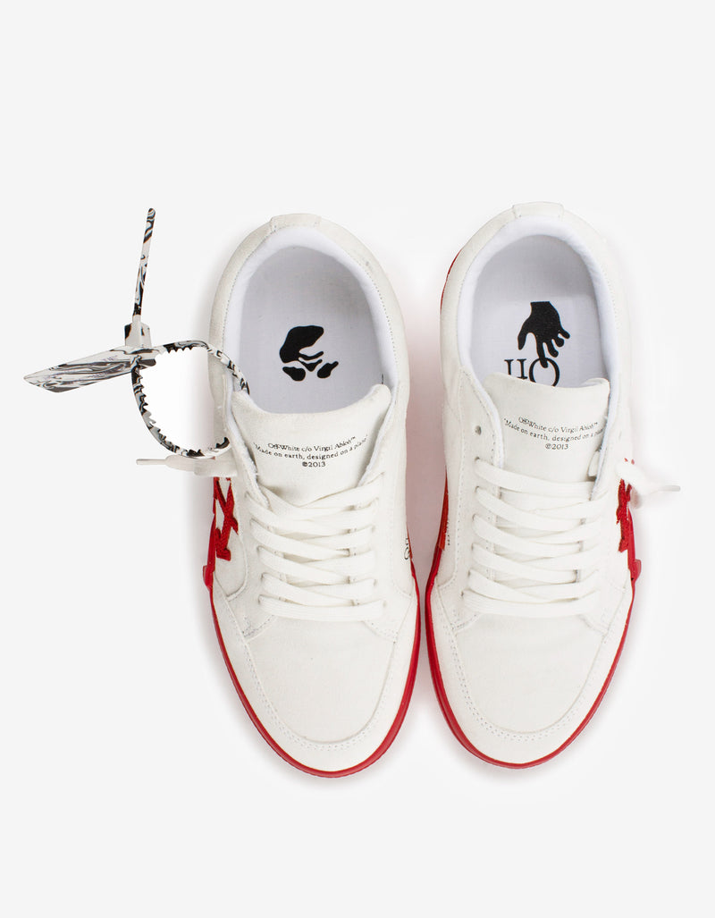 Off-White White & Red Suede Low Vulcanized Trainers