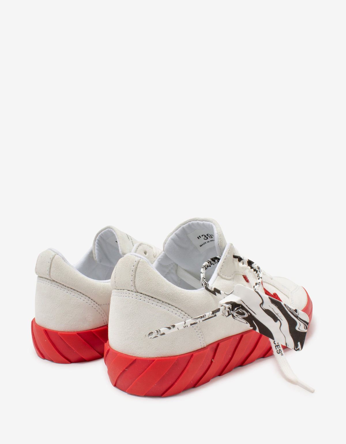 Off-White White & Red Suede Low Vulcanized Trainers