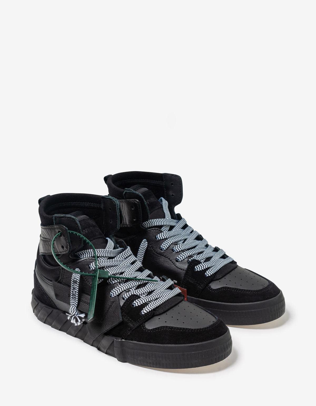 Off-White Black High Top Vulcanized Leather Trainers