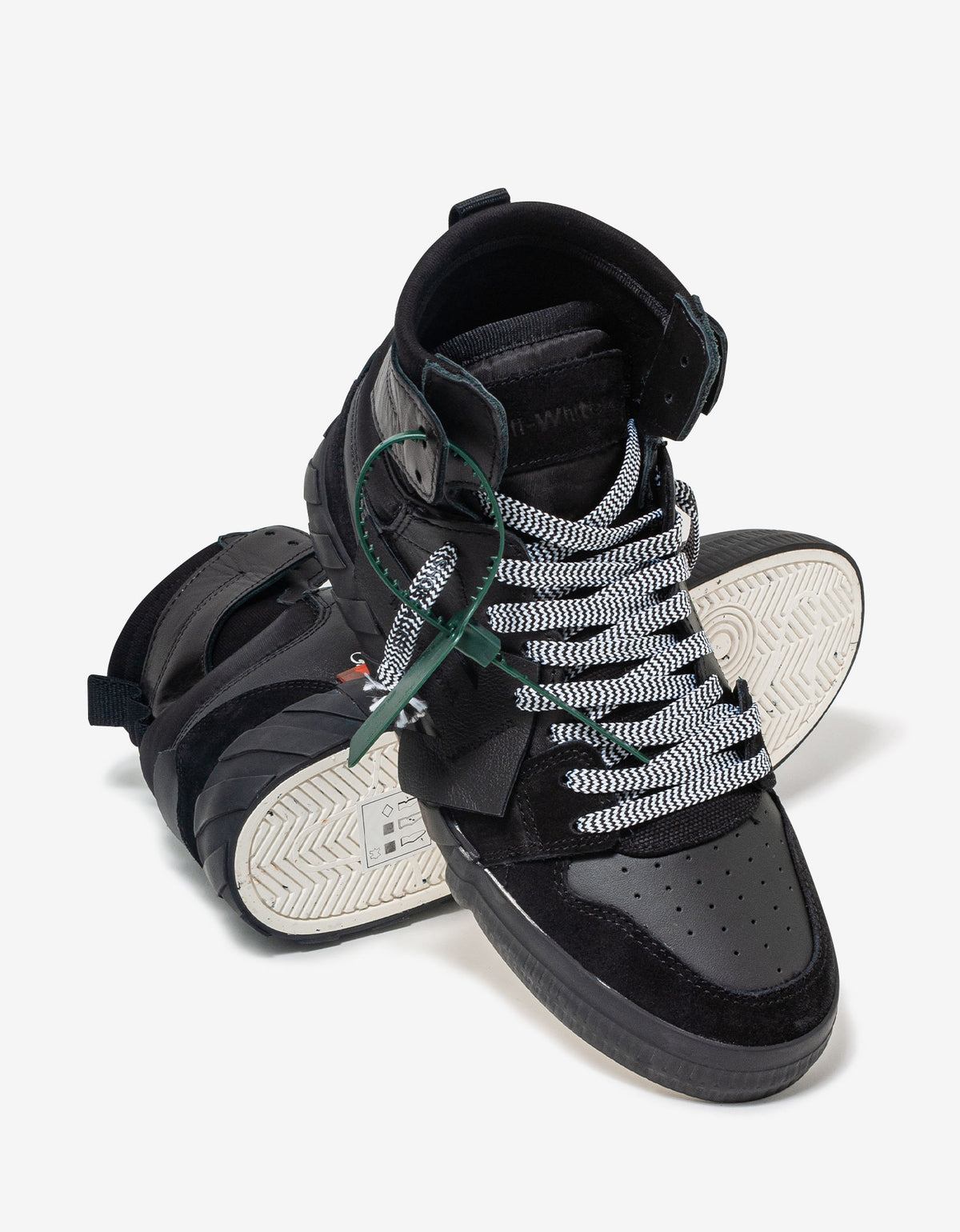 Off-White Black High Top Vulcanized Leather Trainers