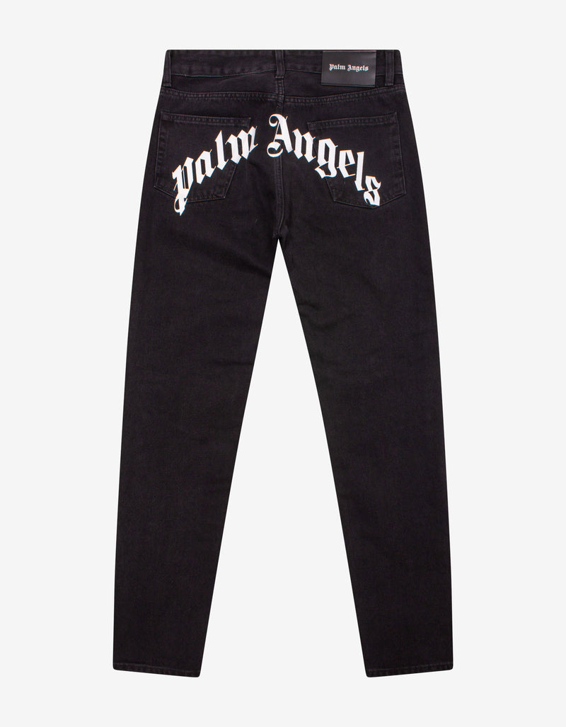 Palm Angels Black Back Logo Print Jeans