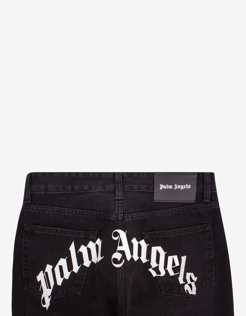 Palm Angels Black Back Logo Print Jeans