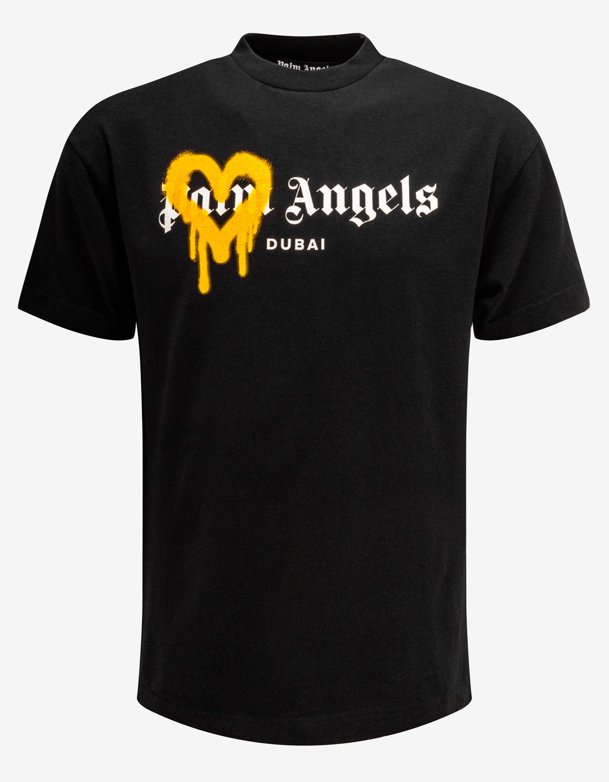 Palm Angels Black Dubai Heart Sprayed Logo T-Shirt