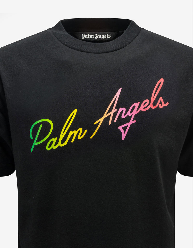 Palm Angels Black Miami Logo Print T-Shirt