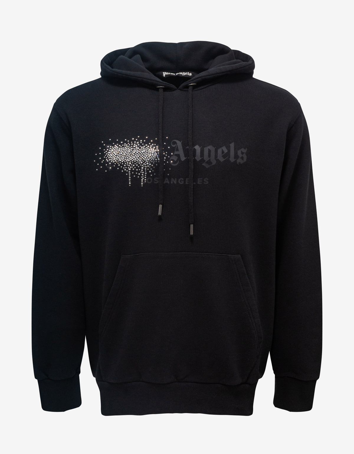 Black Rhinestone Sprayed Logo Hoodie