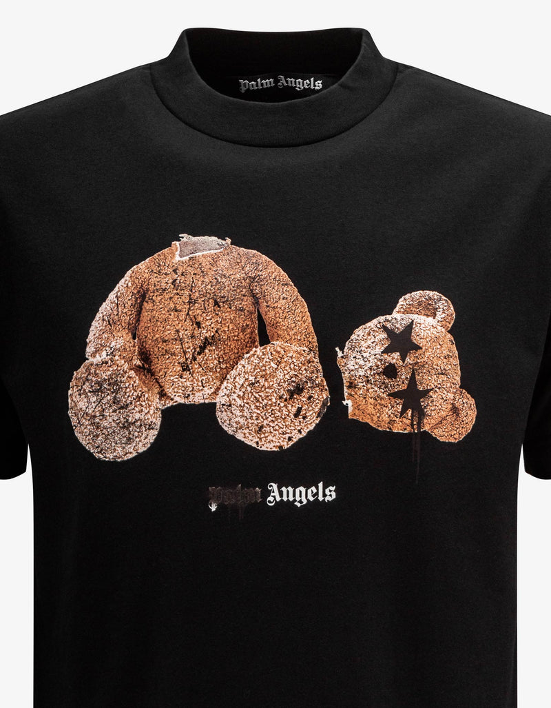 Palm Angels Black Spray Bear Print T-Shirt