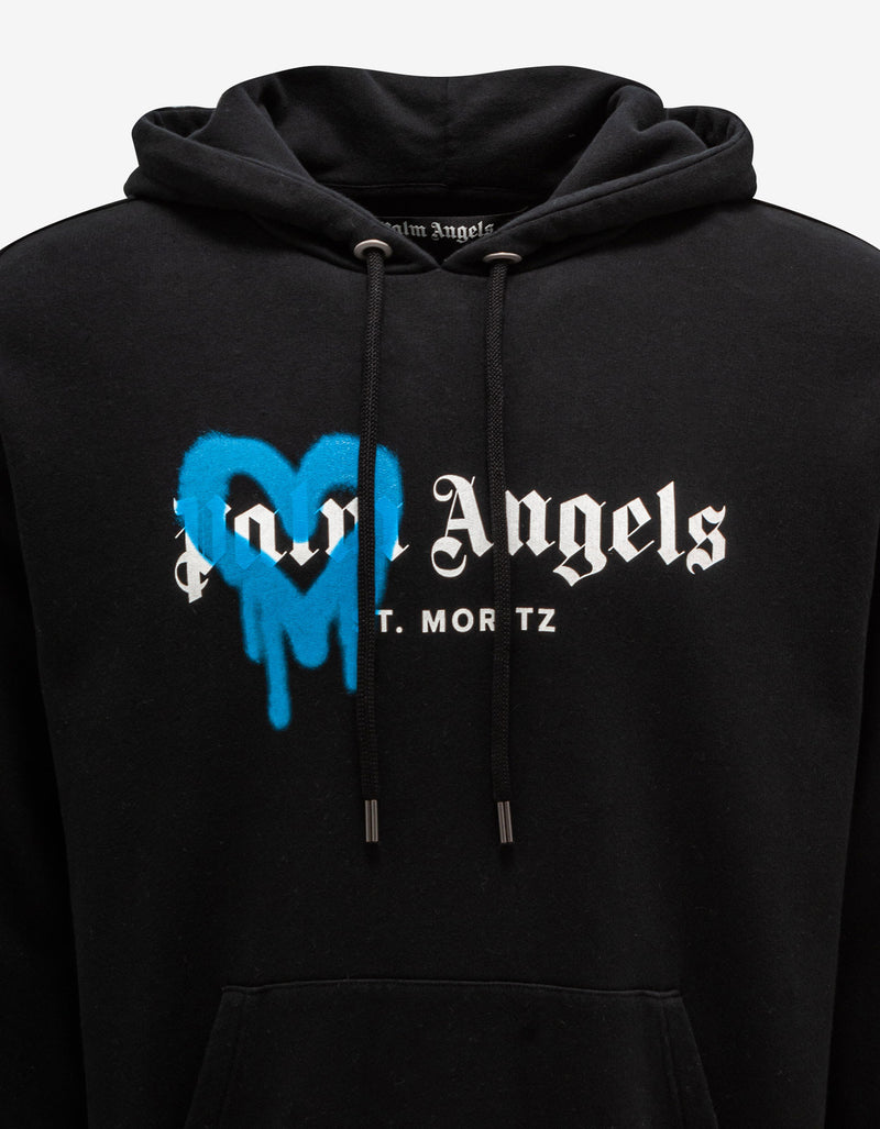 Palm Angels Black St. Moritz Sprayed Logo Hoodie