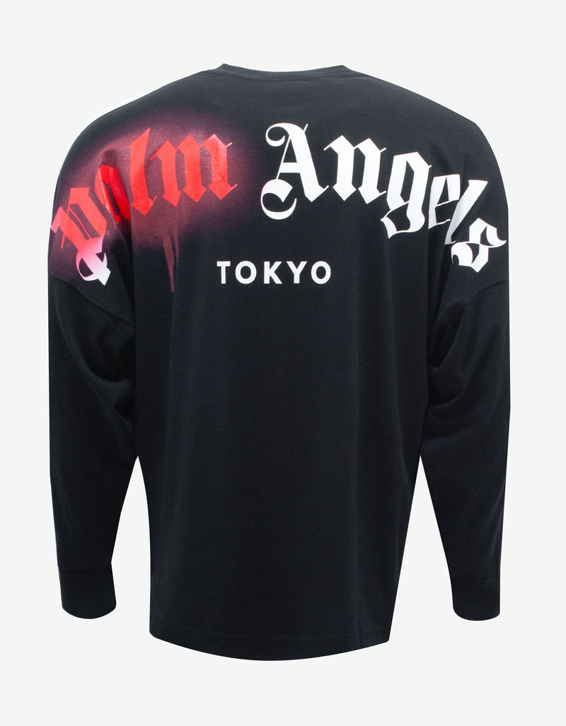 Palm Angels Black Tokyo Sprayed Logo Long Sleeve T-Shirt